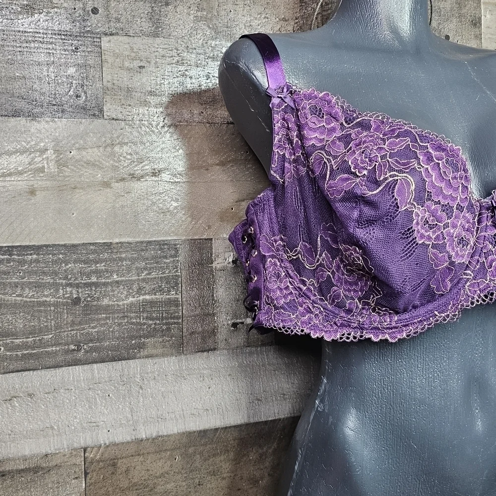 Cacique Purple Unlined Balconette Bra 46DD - Picture 4 of 10